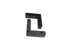 Two black L-shaped plastic furniture feet are shown on a white background. Produktbild-Vorschau