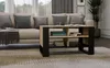 A modern living room scene with a couch and coffee table. Voir les images du produit