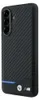 A black phone case with a carbon fiber look and BMW branding. Produktbild-Vorschau
