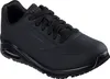 A black Skechers sneaker is shown from a side angle against a white background. Voir les images du produit