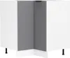 A corner kitchen cabinet with white and gray doors, standing on black legs. Podgląd zdjęcia produktu