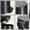Collage of four close-up shots of a black pedal trash can. Podgląd zdjęcia produktu