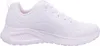 A side view of a white Skechers sneaker against a white background. Voir les images du produit