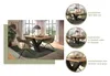 A dining table and chairs are shown in a room setting, with additional circular images highlighting different features of the table. Produktbild-Vorschau