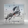 Wanduhr - Quadrat - Glasuhr - Pferd Tier Natur - 40x40cm - Produktbild-Vorschau 3