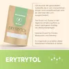 A product shot of Erythritol packaging with accompanying descriptive text and a molecular diagram. Produktbild-Vorschau