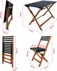 A collage of images showing a folding table and chairs set with dimensions indicated. Anteprima dell’immagine prodotto