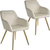 Chaise MARILYN Effet velours style scandinave - crème/or, Voir les images du produit 1