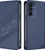 A blue flip case for a smartphone, shown from two angles. Produktbild-Vorschau