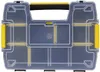 A top-down view of a clear plastic organizer with yellow accents and a black handle. Anteprima dell’immagine prodotto