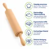 Nudelholz aus Buchenholz 40 cm Teigrolle mit Griffen Produktbild-Vorschau 3
