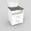 A white nightstand with a gray top and integrated LED lighting. Voir les images du produit