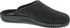 A single dark gray felt slipper with a black sole is shown from the side against a white background. Produktbild-Vorschau