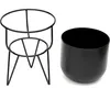 A black metal plant stand and a black metal pot are shown side-by-side against a white background. Náhled obrázku produktu