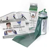 A collection of Thera-Band exercise products, including a box, a book, and a resistance band in a container. Produktbild-Vorschau