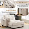 A close-up and full view of a beige chaise lounge with various features highlighted. Produktbild-Vorschau