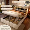 A bed with its storage compartments open, showcasing the storage space and features like USB charging. Náhľad obrázku produktu