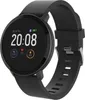A black smartwatch with a black strap is shown against a white background. Podgląd zdjęcia produktu