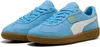 A pair of light blue Puma sneakers with white accents and a brown sole, displayed against a white background. Produktbild-Vorschau