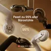 A collage of office chair casters, with text overlays highlighting product features. Voir les images du produit