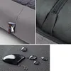 Collage of close-up images showing details of a dog bed, including a label, zipper, and water-repellent fabric. Produktbild-Vorschau