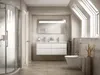 A modern bathroom with a shower, vanity, and toilet. Anteprima dell’immagine prodotto