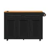 A black kitchen island with a wooden countertop, shown from the front. Podgląd zdjęcia produktu
