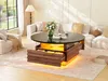 Rund Couchtisch Wohnzimmertisch mit RGB LED & 2 Schubladen Produktbild-Vorschau 3