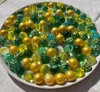 170 Stück Glasmurmeln Mix Grün Gold – Bunte Murmeln aus Produktbild-Vorschau 3
