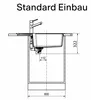 Technical drawing of a sink installation with dimensions. Podgląd zdjęcia produktu