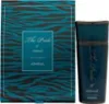 A product shot of a perfume bottle and its box, with a patterned design. Voir les images du produit