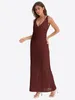 Damen-Strand-Maxikleid, V-Ausschnitt, ärmellos, lang, Produktbild-Vorschau 4