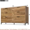 Komoda z 6 szufladami, regulowaną półką, dębowymi Podgląd zdjęcia produktu 2