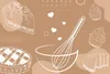 A whimsical illustration of baking ingredients and tools. Anteprima dell’immagine prodotto