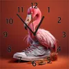 Wallario Design Wanduhr Flamingo im Sneaker aus Echtglas, Produktbild-Vorschau 1