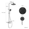 A technical drawing of a shower system with dimensions indicated. Podgląd zdjęcia produktu