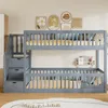 A child's bedroom with a gray bunk bed, decorated with artwork on the wall. Náhled obrázku produktu
