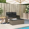vidaXL Gartenbank Verstellbar mit Kissen Grau Poly Rattan Produktbild-Vorschau 3