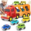 Grosse LKW mit Fahrzeuge Autos Transporter Spielzeug Produktbild-Vorschau 2
