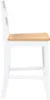 A side view of a white bar stool with a light brown wooden seat, isolated on a white background. Náhľad obrázku produktu