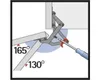 Diagram showing how to adjust a hinge with a screwdriver, with angle indicators. Anteprima dell’immagine prodotto