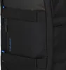 A close-up view of a black backpack with blue accents and straps. Anteprima dell’immagine prodotto