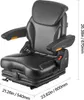 A black tractor seat with armrests and a seatbelt, shown from a three-quarter angle. Voir les images du produit