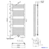 Technical drawing of a radiator with dimensions and connection details. Náhled obrázku produktu