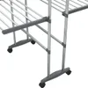 A close-up view of a silver and gray three-tier drying rack with wheels. Anteprima dell’immagine prodotto