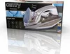 The image shows the retail packaging of a Camry steam iron, with the product itself partially visible and reflected below. Produktbild-Vorschau