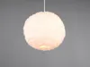 A fluffy, spherical pendant light hangs against a plain gray background. Náhled obrázku produktu