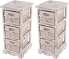 súprava 2 políc komoda s 3 zásuvkami na košíky 58x25x28cm, Náhľad obrázku produktu 2