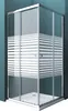 A modern shower enclosure with a sliding door and frosted horizontal stripes. Produktbild-Vorschau