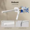 A cutaway view of a white wall-mounted faucet, showing its internal components, with two comparison images below. Podgląd zdjęcia produktu